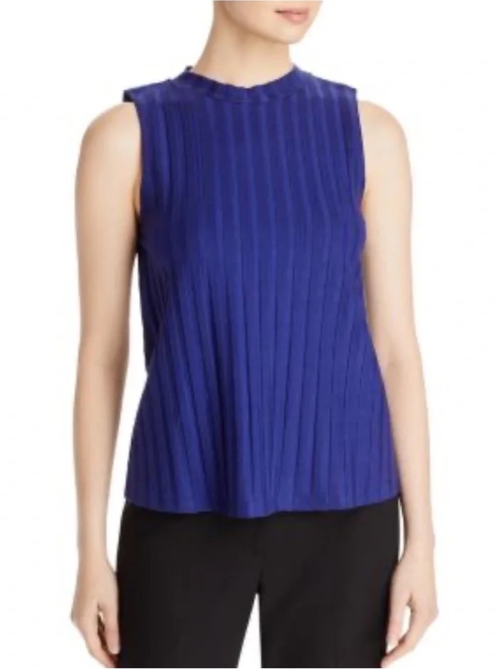 Eileen Fisher Royal Blue Ribbed Mock Neck Tank NWT Medium